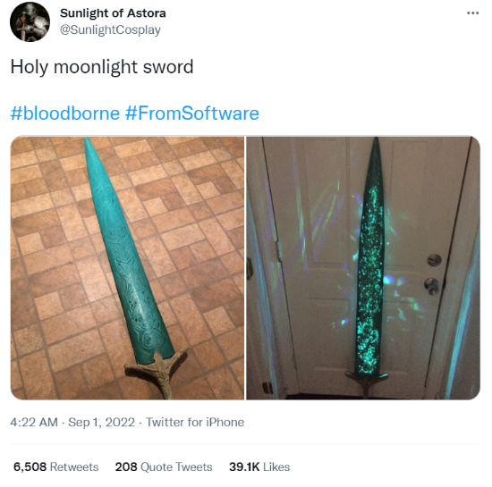 推特玩家完美还原《血源诅咒》路德维希月光大剑！