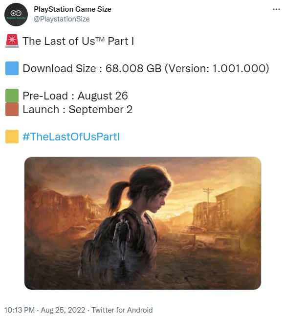 《最后生还者：重制版》PS5大小约68GB 8月26日预载